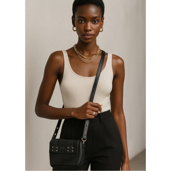 Rag & Bone Black Leather Crossbody Bag Flap Buckle Closure Adjustable Strap - Picture 1 of 12